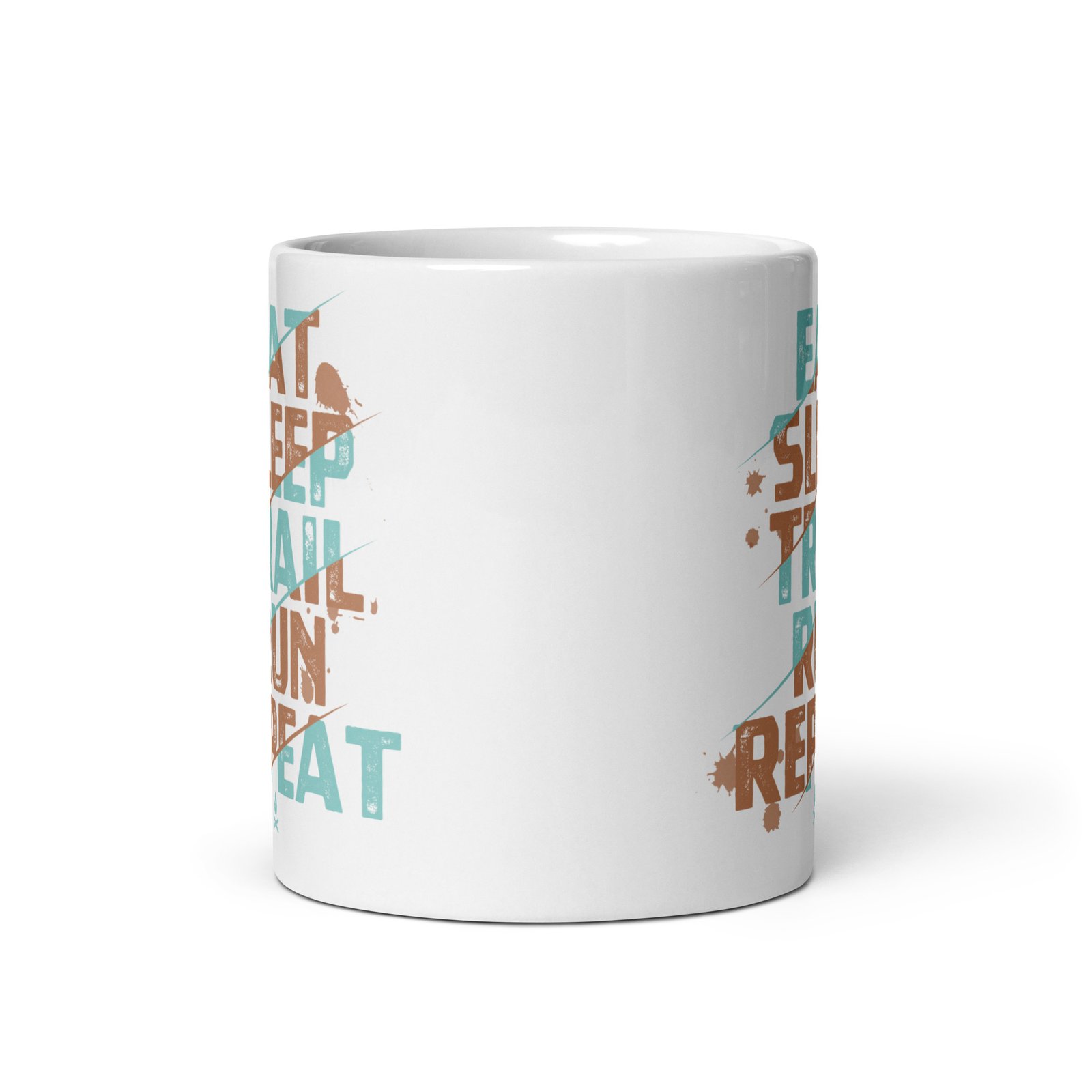 Taza Blanca Brillante Eat Sleep Trail Run Repeat - Imagen 3