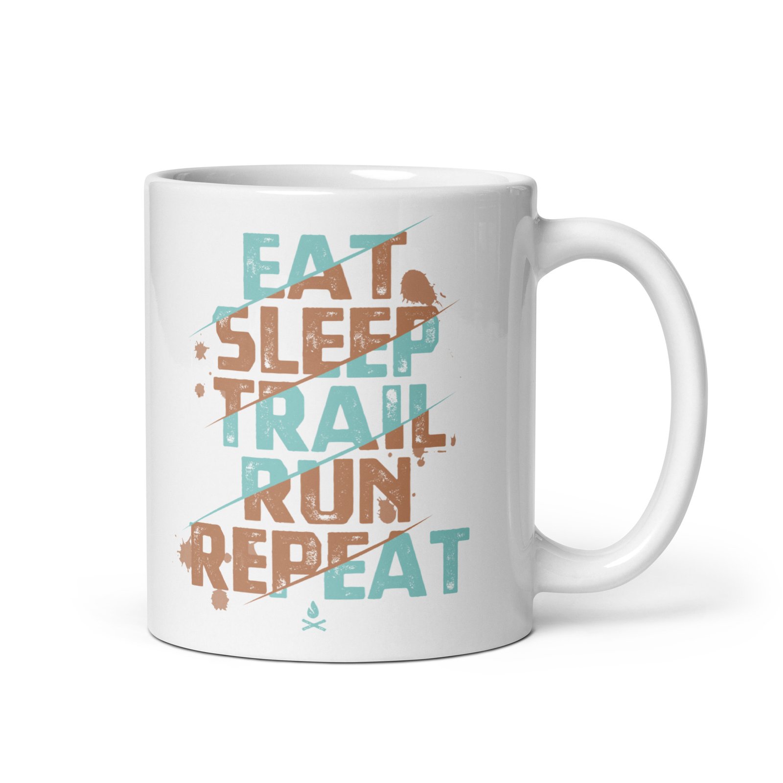 Taza Blanca Brillante Eat Sleep Trail Run Repeat