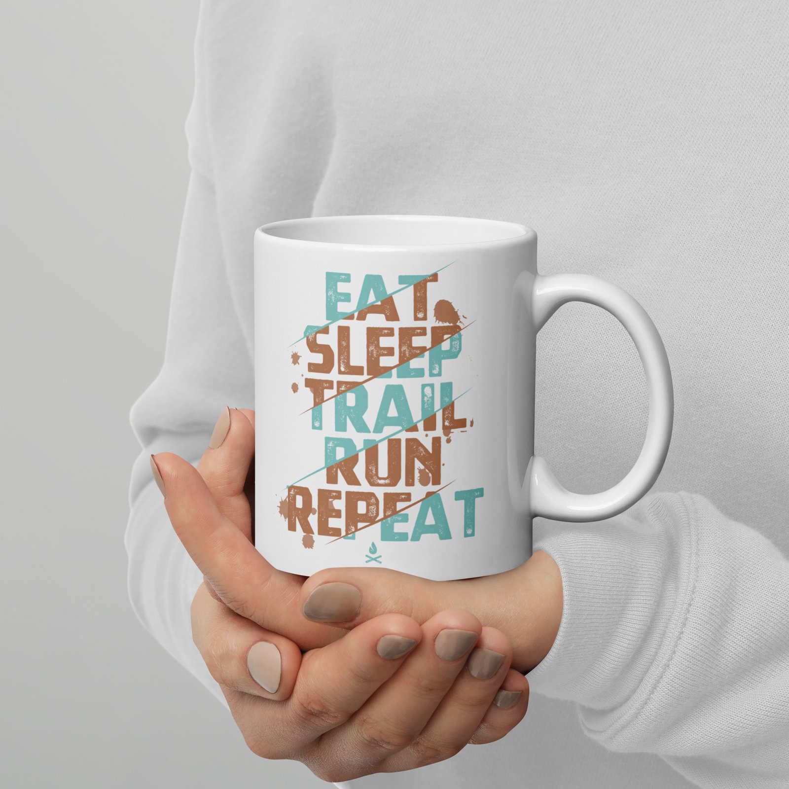 Taza Blanca Brillante Eat Sleep Trail Run Repeat - Imagen 4