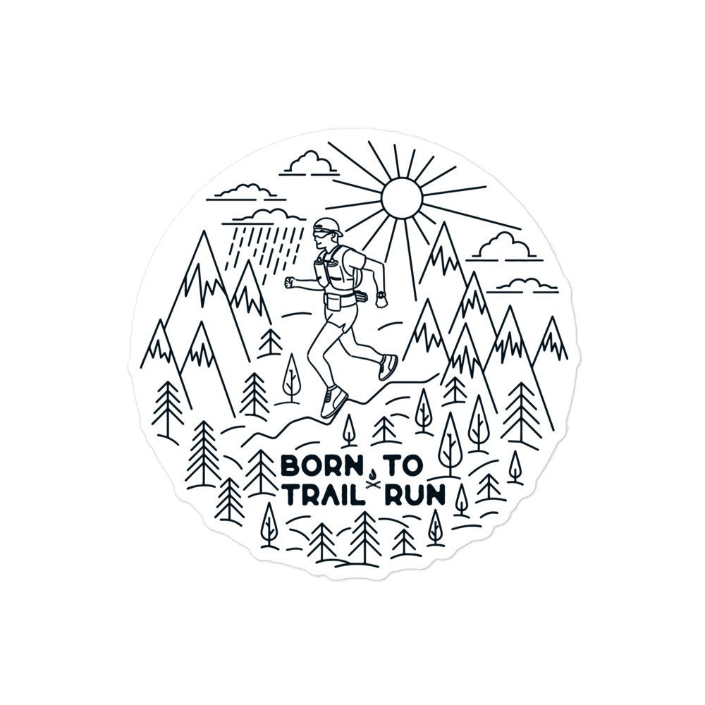 Pegatina de Corredor de Trail - Estilo Minimalista - Fondo Blanco