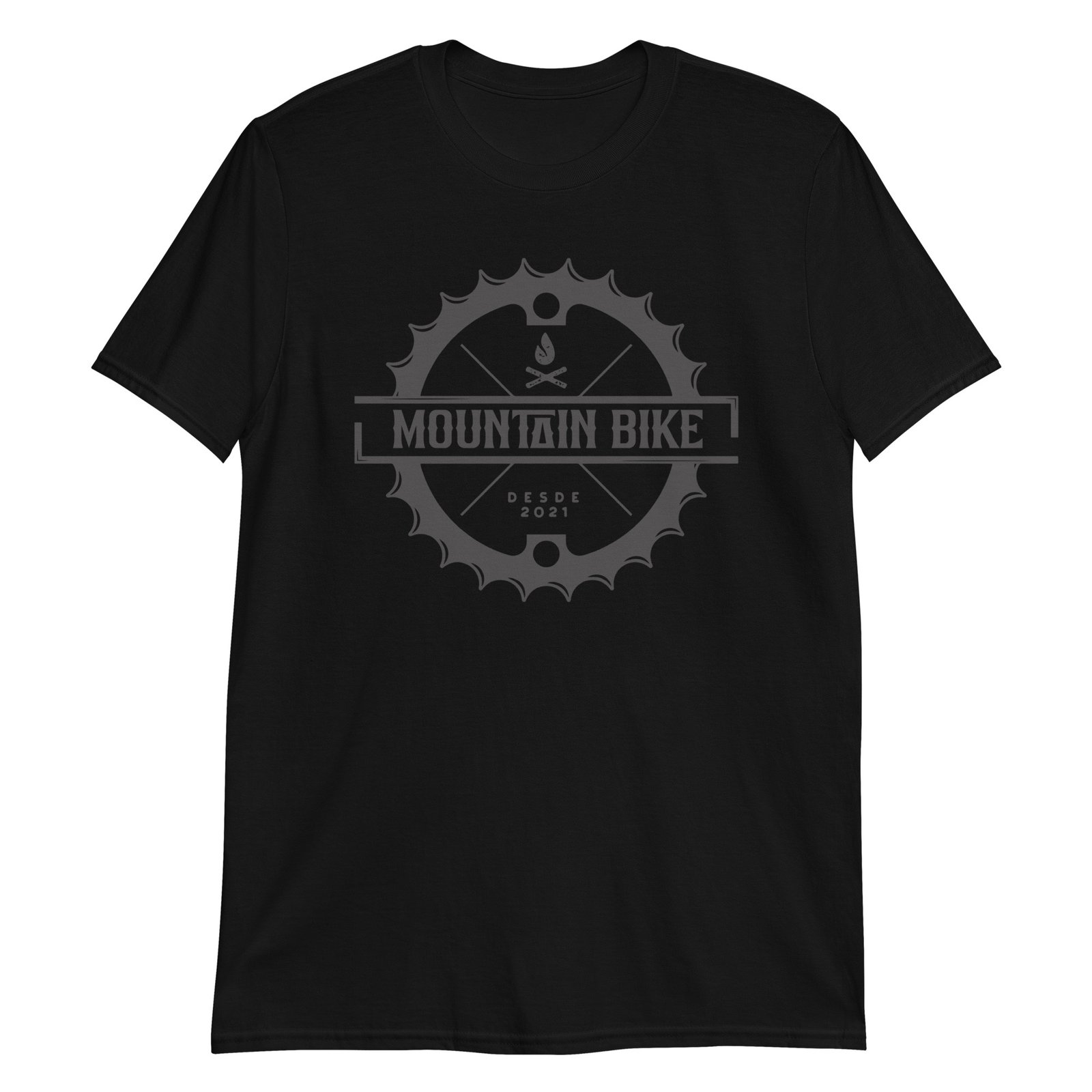 Camiseta negra exclusiva para mountain bikers sobre fondo blanco.