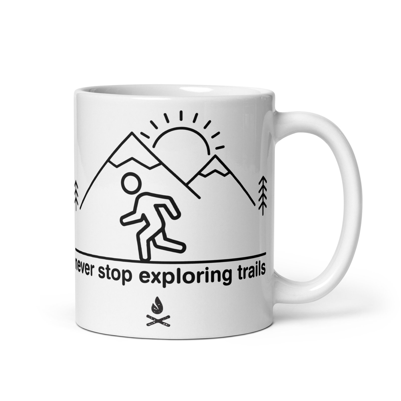 Taza blanca Never Stop Exploring Trails
