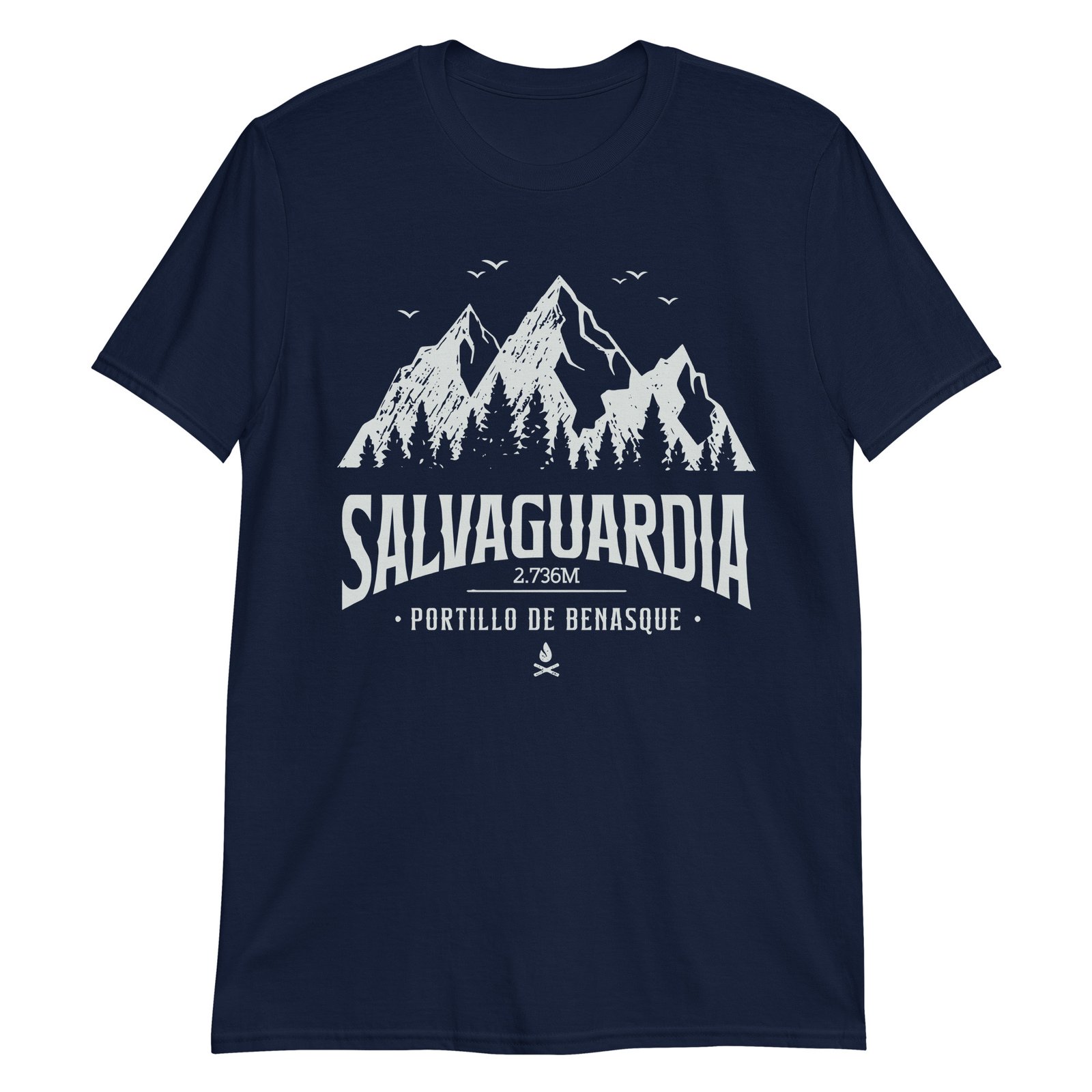 Camiseta azul marino con diseño del Pico Salvaguardia.