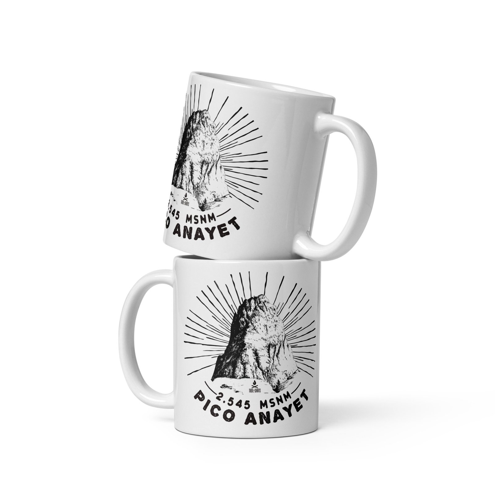Set de Tazas Pico Anayet - Vista Apilada, diseño de montañas en las tazas.