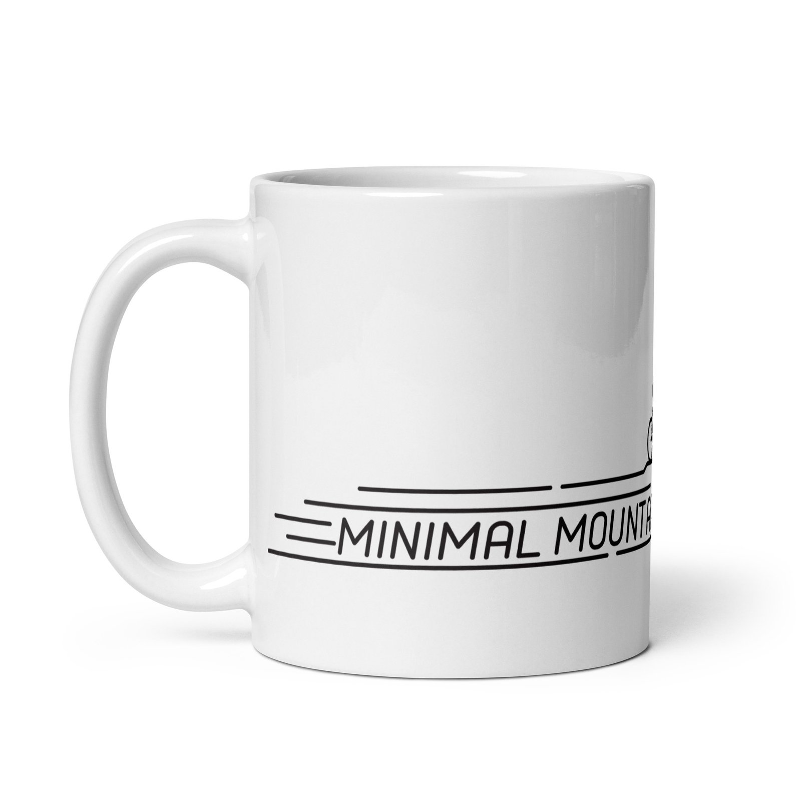 Taza Minimal Mountain Bike - Vista Izquierda - Diseño de ciclista y montañas minimalistas.