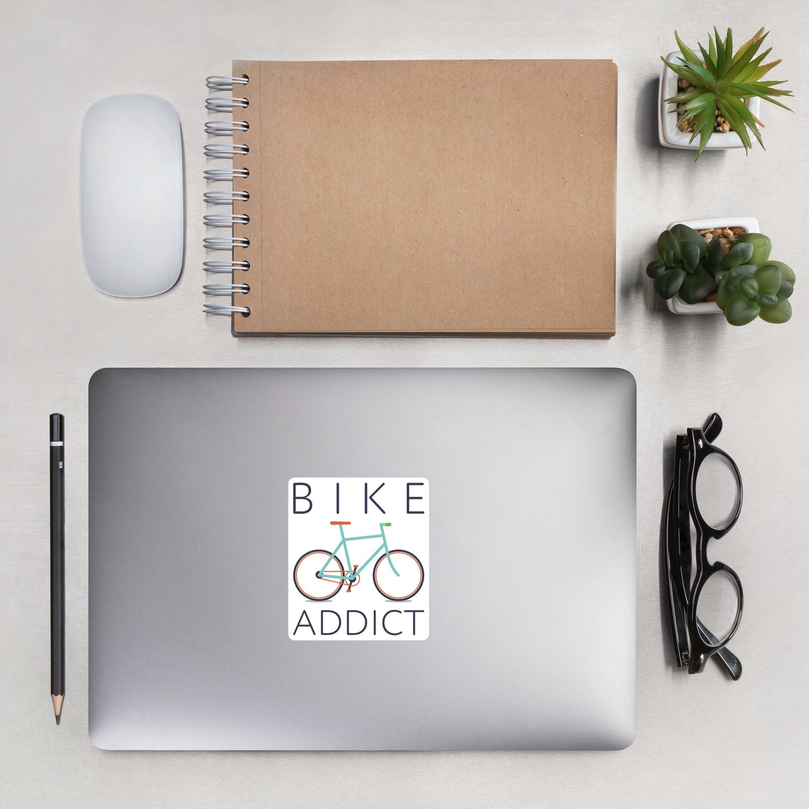 Pegatina Bike Addict en Escritorio con Ordenador