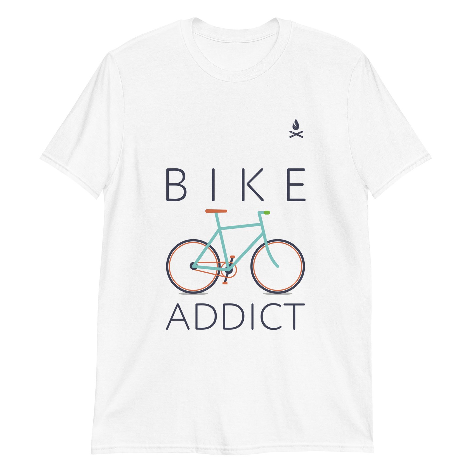 Camiseta blanca unisex Bike Addict - bicicleta azul turquesa