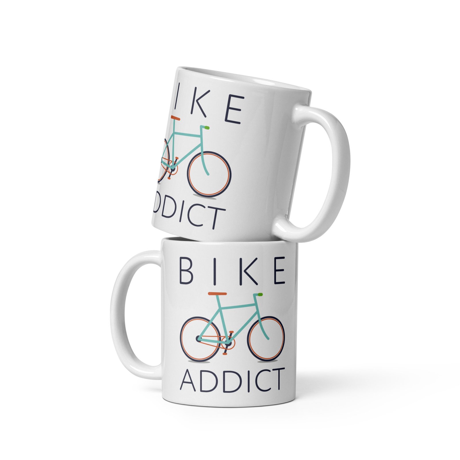 Set de 2 tazas cerámicas apiladas - bicicleta azul turquesa - Bike Addict