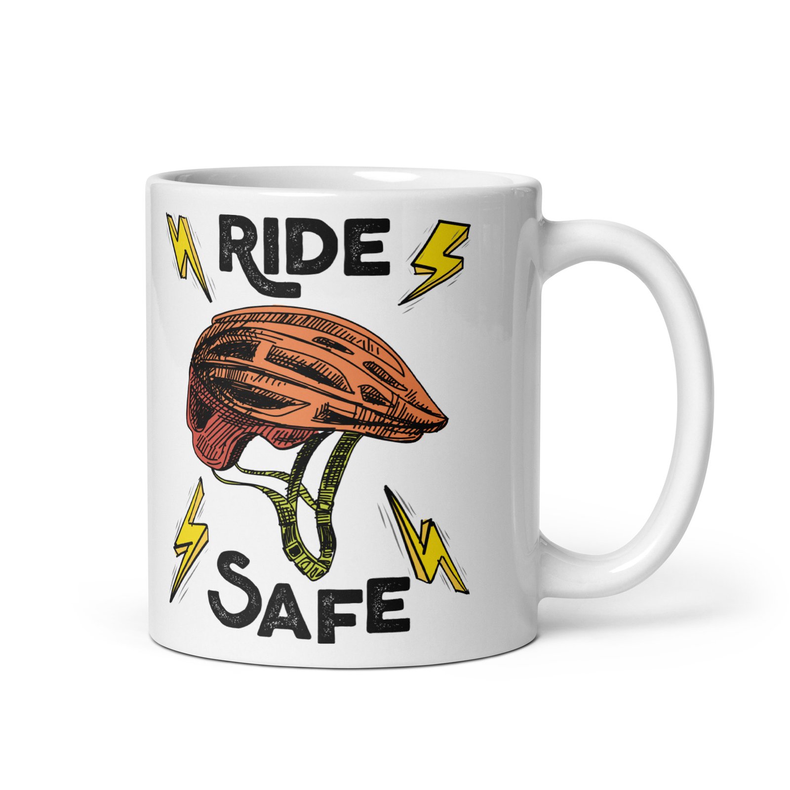 Taza blanca brillante Ride Safe