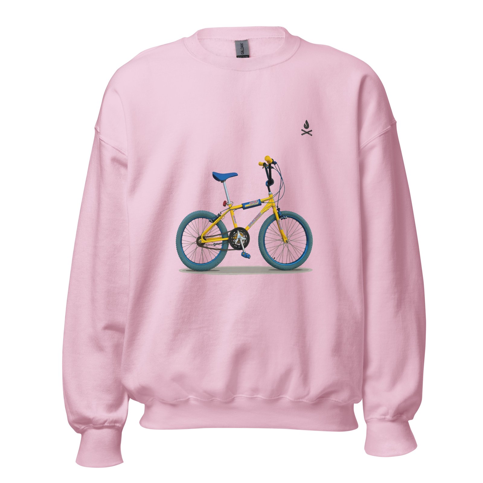 Sudadera unisex rosa claro con diseño BH California X3, perfecta para revivir recuerdos de la infancia.