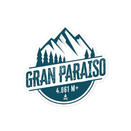 Pegatina vinilo “Gran Paradiso” sobre fondo blanco, ilustración de montaña italiana Gran Paradiso en Aosta, Italia.