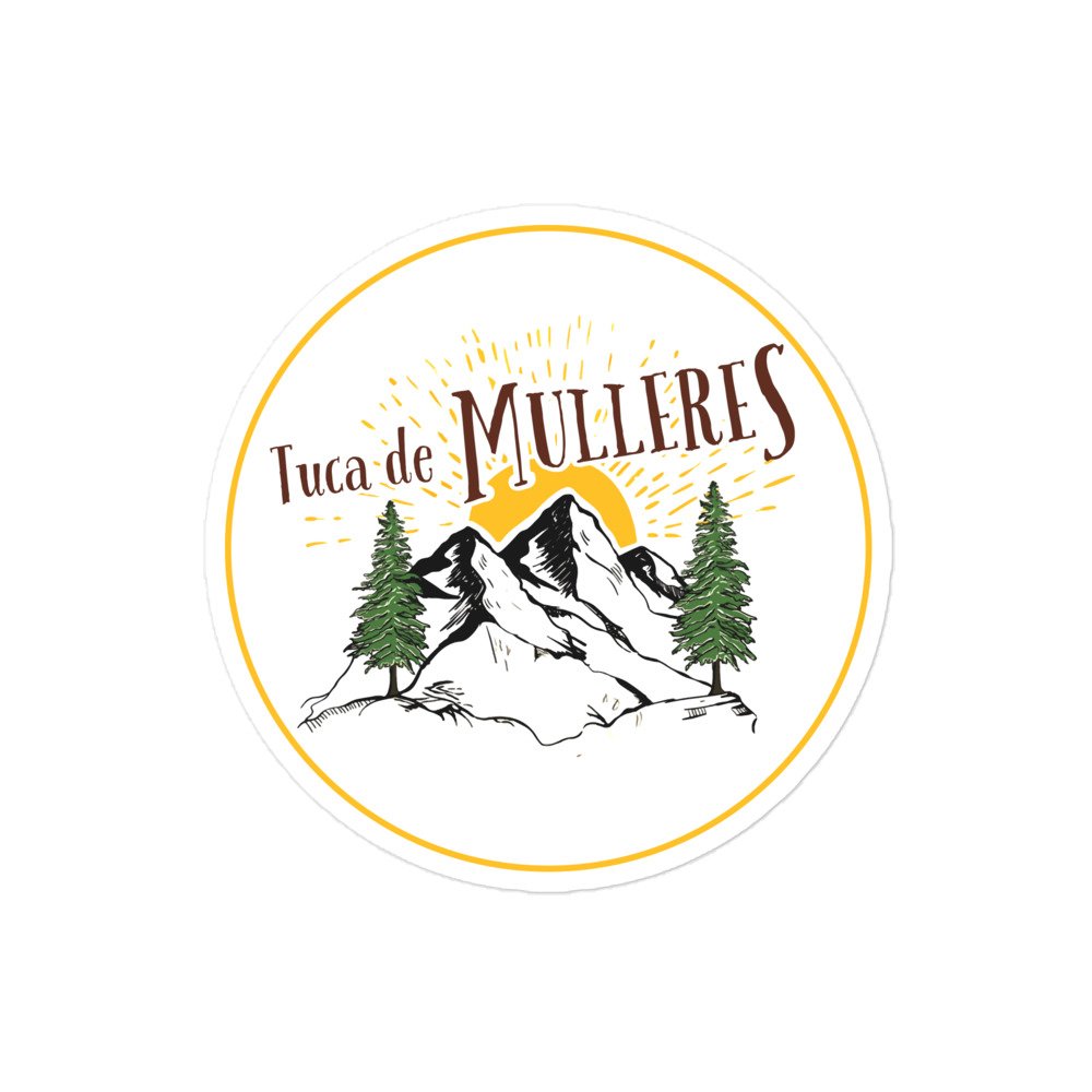 Pegatina de vinilo Tuca de Mulleres diseño minimalista, fondo blanco, ideal para decorar superficies lisas.