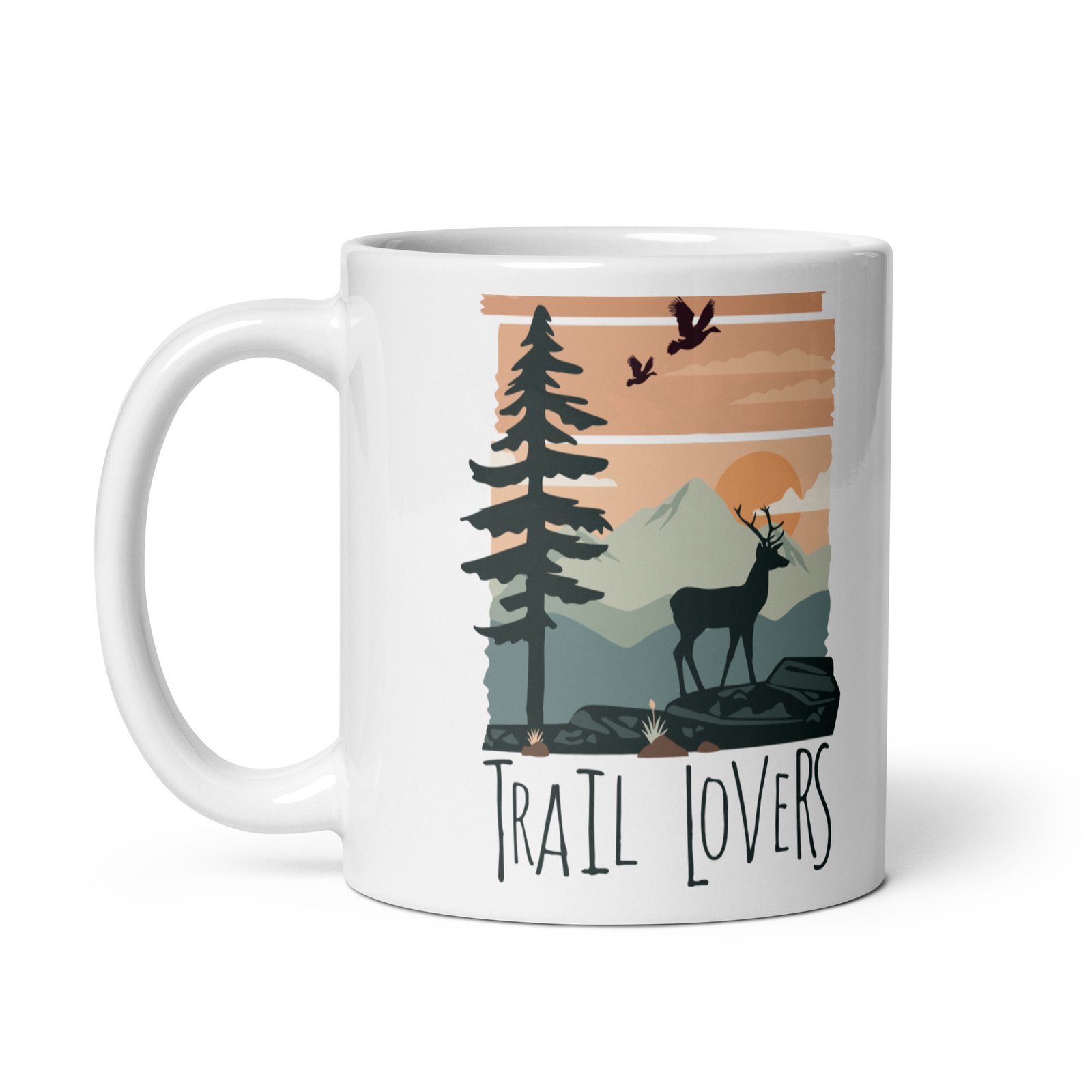 Taza ceramica Trail Lovers vista izquierda diseño ciervo naturaleza hiking outdoor
