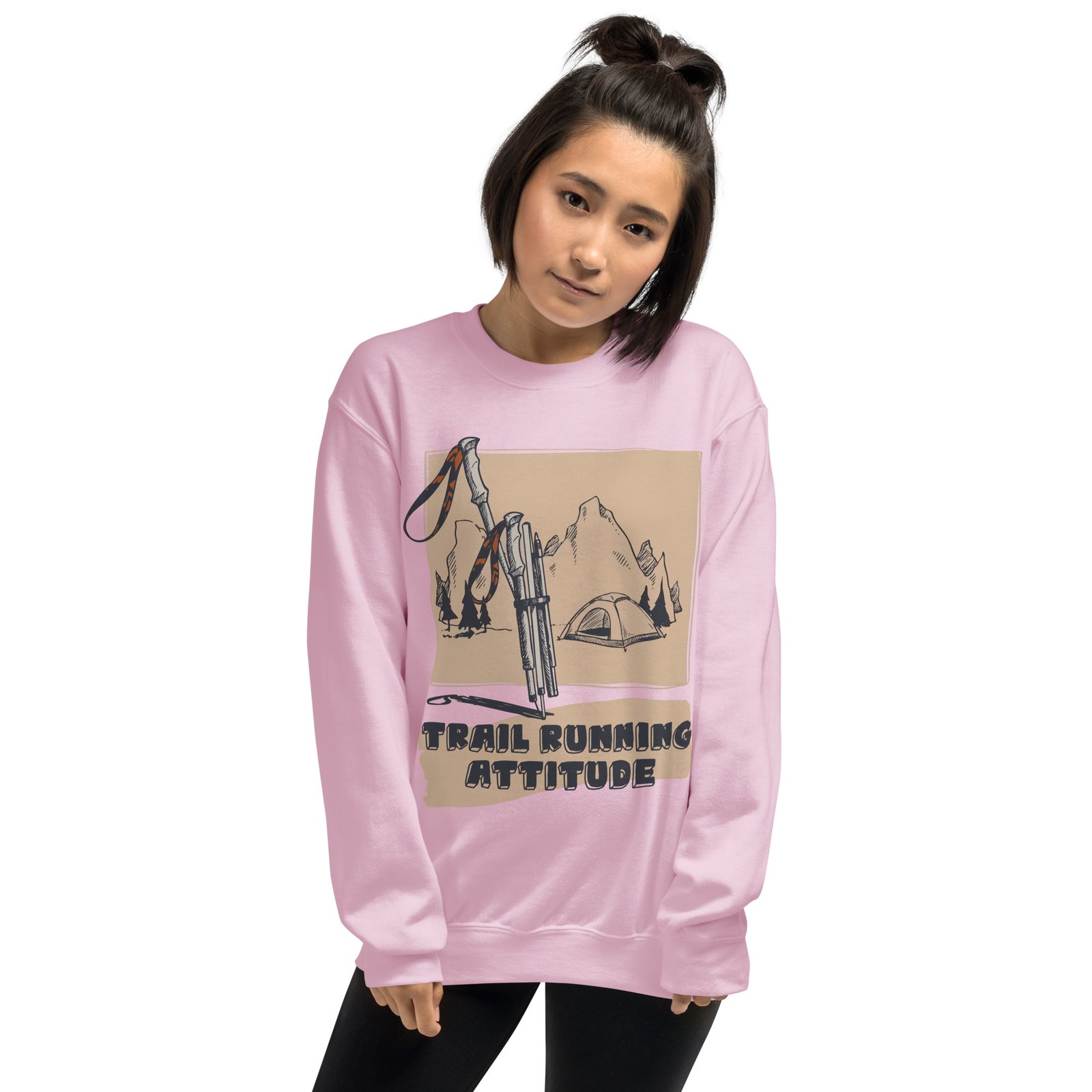 Sudadera rosa mujer Trail Running Attitude diseño bastones montañas corte femenino