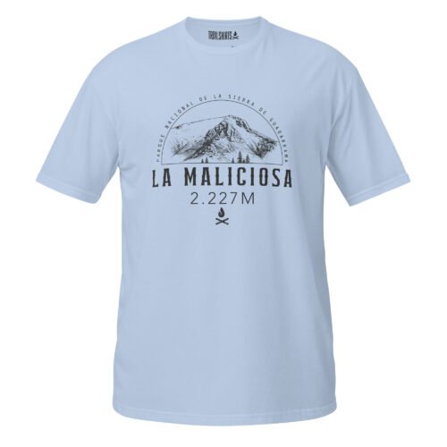 Camiseta azul unisex con diseño de La Maliciosa en la Sierra de Guadarrama
