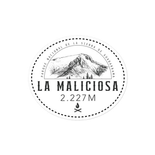 Emblema de La Maliciosa en blanco y negro con dibujo de montaña.