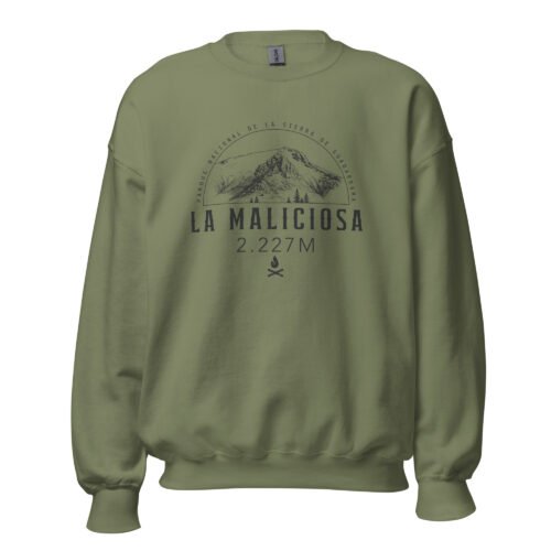Sudadera verde unisex con diseño de La Maliciosa 2227m